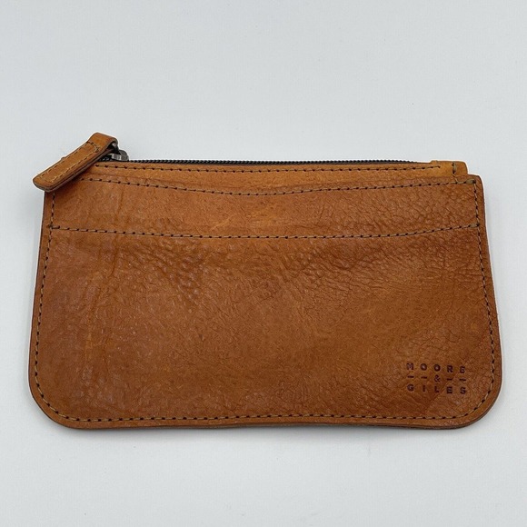 Moore & Giles Other - Moore & Giles Brown Pebbled Leather Zipper Top Pouch Small Envelope Clutch